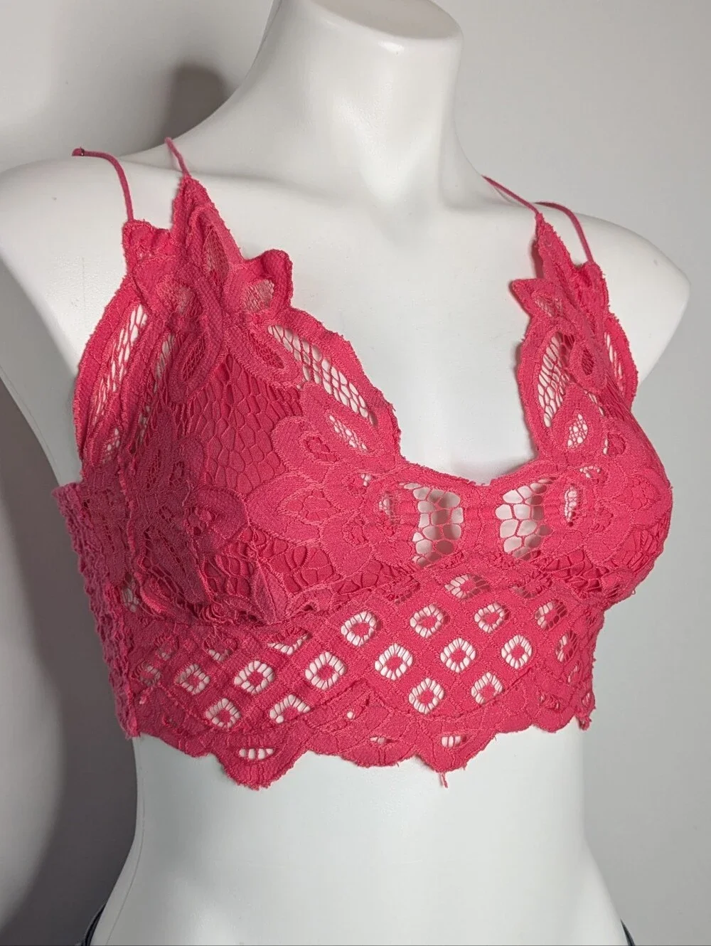 Free People One Pink Strappy Lace Bralette M